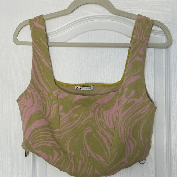 Zara Tops - Zara Pink Bustier Tank Top with Square Neckline
